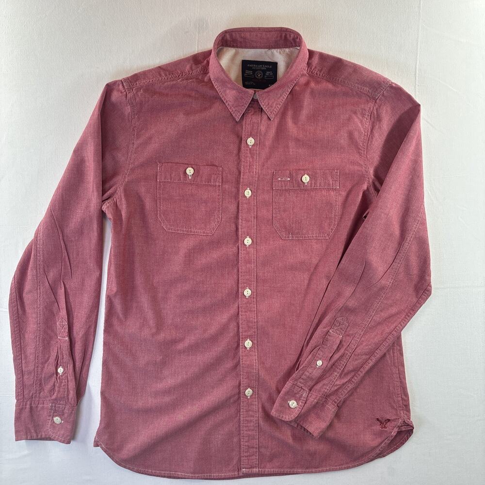 American Eagle Outfitters Mens Button Uo Shirt Athletic Fit Size Medium Red